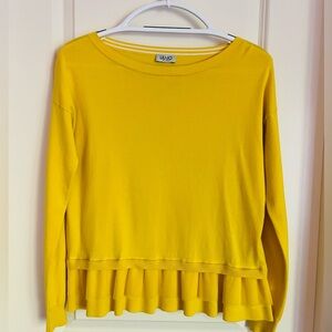 Liu Jo Knite Top With Ruffle Bottom Women's Yellow Sz S